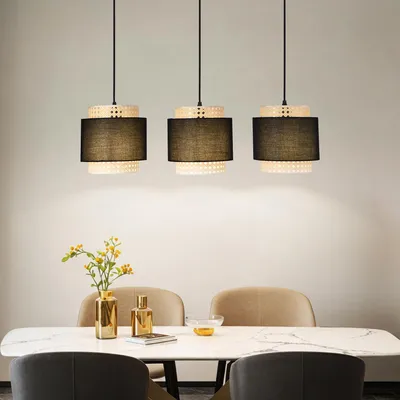 Produktbild von MinteVolt Hängelampe 3-flammig Rattan 66cm Pendelleuchte Esstisch blendarm