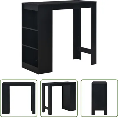 Produktbild von The Living Store Bartisch mit Regal Schwarz 110 x 50 x 103 cm