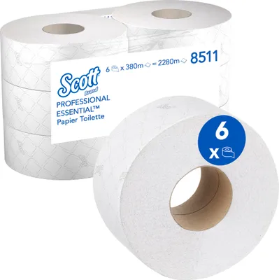 Zdjęcie produktu dla SCOTT papier toaletowy 8511 2-warstwowy 380m biały 6 rolek/opak.