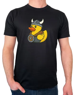 Produktbild von Huuraa Herren T-Shirt Quietscheente Wikinger Gummiente Viking M Black Bio Baumwolle Fairtrade Herrenshirt Geschenkidee