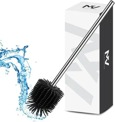 Image de Brosse de toilettes de rechange, noire, en acier inoxydable