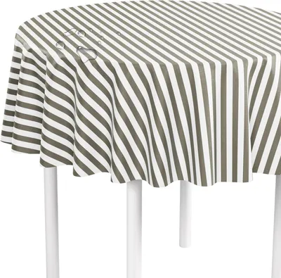 Zdjęcie produktu dla Okrągły obrus z ceraty, wodoodporny, zmywalny, elegancki, 140 cm, szaro-biały