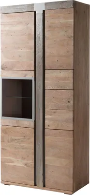Produktbild von MASSIVMOEBEL24 Vitrine Akazie 90x45x204 beige lackiert Amsterdam #108