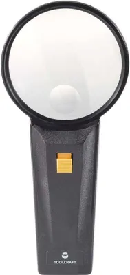 Produktbild von TOOLCRAFT 821031 821031 Handlupe mit LED-Beleuchtung Vergrößerungsfaktor: 2 x, 4 x Linsengröße: (Ø) 75 mm