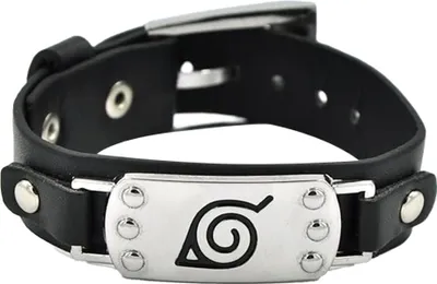 Produktbild von Kunstleder Armband mit kleiner Konoha Stirnplatte für Naruto Fans