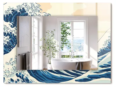 Produktbild von Große Welle in Kanagawa – Rechteckiger Spiegel mit Druck 80x60 cm – Modern - Dekorativ für die Wand