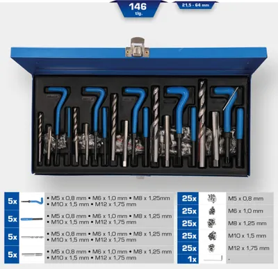 Obrázok produktu pre KS TOOLS BT541150 Gewindereparatur-Satz 131-tlg