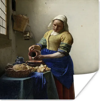 Produktbild von MuchoWow® Poster Das Milchmädchen - Johannes Vermeer 60x80 cm - Schlafzimmer Dekoration