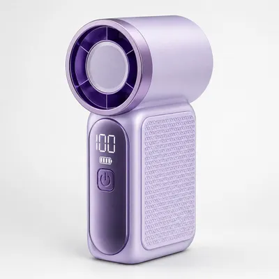 Produktbild von Mini Ventilator mit 6 Stufen, LED Display USB-C, 3000mAh Akku Handventilator tragbar, leise & stark für Alltag & Büro