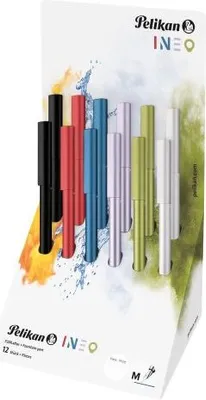 Produktbild von Pelikan 606783, Gemischte Farben, Kartuschenfüllsystem, Blau, Edelstahl, Ausstellungsbox, 12 Stück(e)