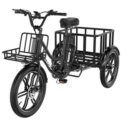 Produktbild von 20 Zoll*3.0 Elektro-Dreirad MIT Korb Hinten Und Vorderlichter, 250W-Für Erwachsene + Abnehmbarer 48-V-/18-Ah-Akku, E-Bike Lastenfahrrad, schwarz