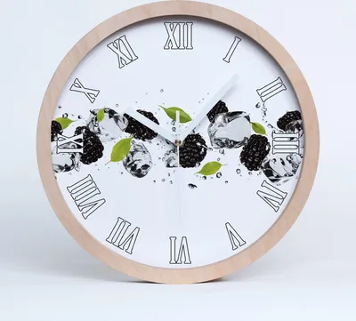 Produktbild von Holzuhr 20fi cm wanduhr - weiße Spitzen - Kirschen und Wasser