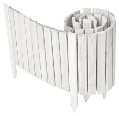 Produktbild von Garronda Beeteinfassung Holz Rollzaun Gartenzaun imprägniert Flexibler Rollborder Rasenkante  Länge: 200 cm (Weiß, Höhe: 40 cm)