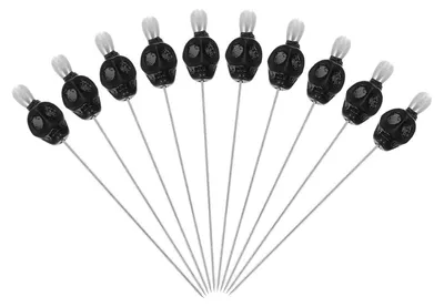 Productafbeelding van Naalden met schedelmotief, 10 stuks, staal, zwart, 7,5 cm