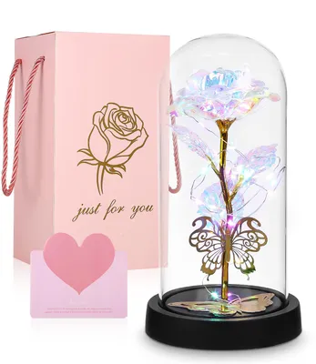 Produktbild von Ewige Rose in Glas mit LED-Beleuchtung, Romantiches Geschenk für Frauen, Mutter, Freundin zu Weihnchen, Valentinstag und Muttertag