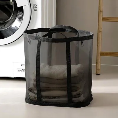 Image de Panier pliable pour le linge, sac de plage pliable, sac de voyage, panier à linge, sac de plage, sac de voyage, 1 pièce, noir