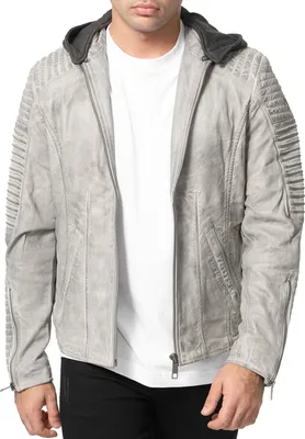 Produktbild von Tazzio Herren Lederjacke Biker-Look A800 (Grau-Crust, M)