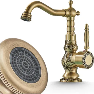 Produktbild von Waschbeck armatur, Wasserhahn Bad Antique, Messing, Hochdruck, mit Regulierung von Wasserfluss und Wassertemperatur