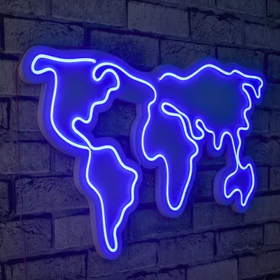 Immagine prodotto di Opviq, Mappa del mondo - Blu, Strisce LED, Blu, Strisce al neon flessibili, 66 x 38 x 2 cm