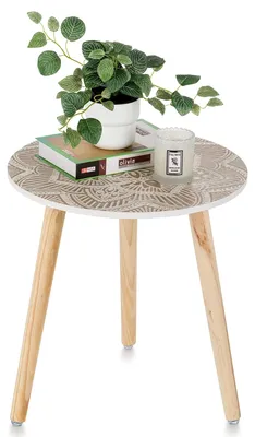 Productafbeelding van Omgoods - Boho Ronde Bijzettafel met Houten Poten