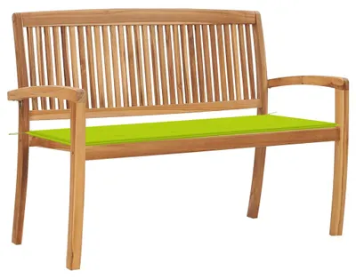 Productafbeelding van vidaXL Stapelbare tuinbank met kussen, 128,5 cm, massief teakhout