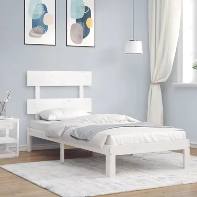 Produktbild von Massivholzbett mit Kopfteil Weiß 100x200 cm , Klassische Betten Design 2024