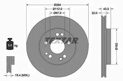 Obrázok produktu pre 2 brzdové kotúče Textar 284 mm vpredu pre Mercedes 190 W201