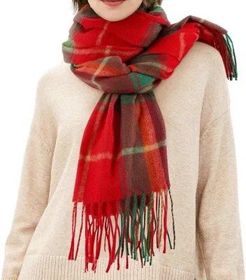 Imagen del producto de Bufanda Unyqoos® para mujer, ideal para los inviernos: diseño largo a cuadros, 200 x 68 cm, tejido de poliéster suave, versátil para usar como bufanda, chal o manta
