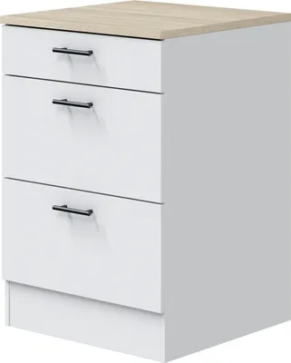 Zdjęcie produktu dla Unterschrank >KIRA< in Weiß glänzend/Mattweiß - 60x90x60 (BxHxT)
