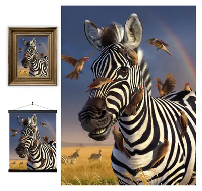 3D-Zebra-Wandposter, 30x40 cm, rahmenlos, lizenziertes Kunstwerk