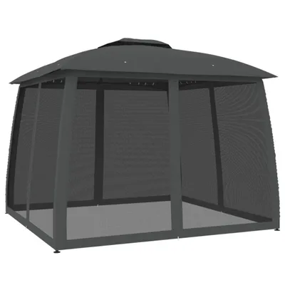 Produktbild von vidaXL Pavillon mit Doppeldach & Netzwänden Anthrazit 2,93x2,93m Stahl