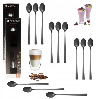 Produktbild von Ambition Como Latte Löffel Edelstahl schwarz 12 Stück