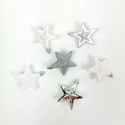 Image de Décorations de sapin de Noël, étoiles en plastique, lot de 6