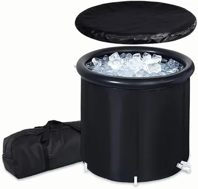 Produktbild von Eisbad 75x75cm, faltbare Badewanne für Erwachsene, Ice Bath Cold Plunge Tonne, mit Isolierschichten für Kryotherapie, Muskelregeneration & Stressabbau