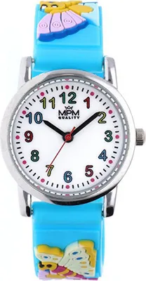 Produktbild von Kinderuhr Motýl Silikon bunt W05M.11233.D mit perfekt ablesbarem Zifferblatt zum Uhrzeitlernen