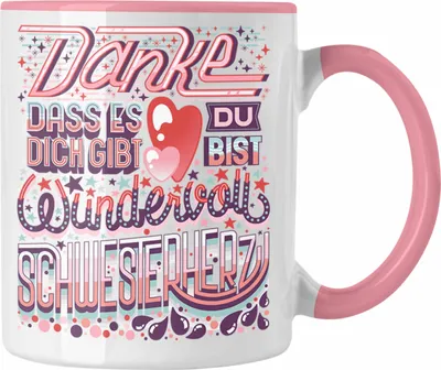 Produktbild von Trendation - Beste Schwester Tasse Geschenk von Schwester an Schwester Lieblingsschwester von Bruder Geschenkidee Spruch (Rosa)