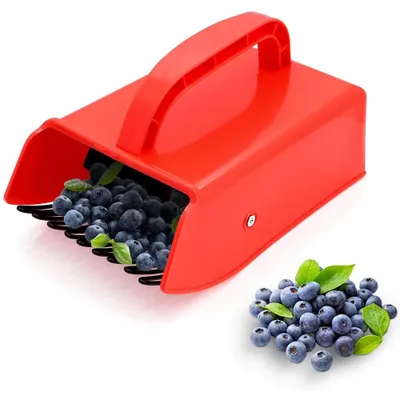 Productafbeelding van Bessenplukker – Ideaal voor het plukken van bosbessen en andere wilde bessen, geschikt voor de tuin, zonder scherpe randen, ergonomische handgreep – BPA-vrij, rood