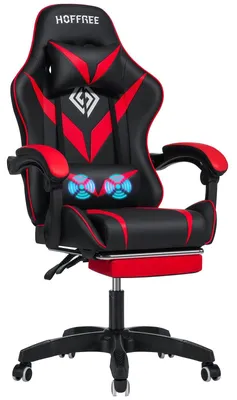 Obrázek produktu pro Herní židle - Kancelářská židle - Herní křeslo - Sedací vak - S masážní funkcí a opěrkou nohou - Ergonomický design