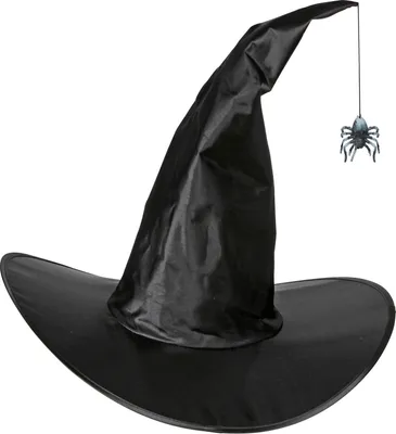 Produktbild von WIDMANN Satin-Hexenhut mit herunterhängender Spinne modellierbar schwarz