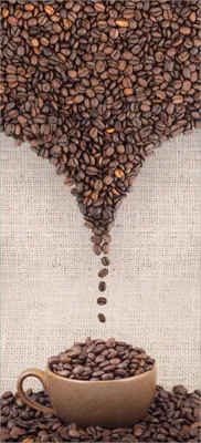 Produktbild von Türtapete Türposter Tasse mit Kaffeebohnen - Kaffeedesign - Größe: 93 x 205 cm