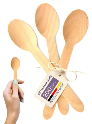 Holzlöffel 200 Stück, 15,8 cm, biologisch abbaubar, umweltfreundlich