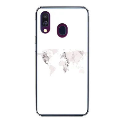 Produktbild von MuchoWow® Handyhülle Schutzhülle Hülle für Samsung Galaxy A40 Weltkarte - Marmor - Weiß Silikon Softcase Handy Hülle - Handy-Tasche