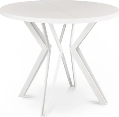 Produktbild von Runder Tisch für das Esszimmer - 100 oder 120 cm Durchmesser - Ausziehbarer Tisch mit Pulverbeschichteten Weißen Metallbeinen - Industriestil - 120 cm - Weiß