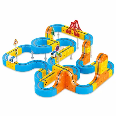 Productafbeelding van DreamGoods Cube Track - Elektrische Treinbaan - 105-Delig - Educatief Speelgoed - Montessori Speelgoed - Peuter speelgoed - Jongens & Meisjes - 3 jaar