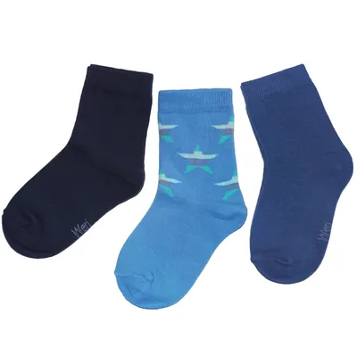 Produktbild von Kinder Socken 3-er Pack aus Baumwolle Sterne Mittelblau Größe 23-26