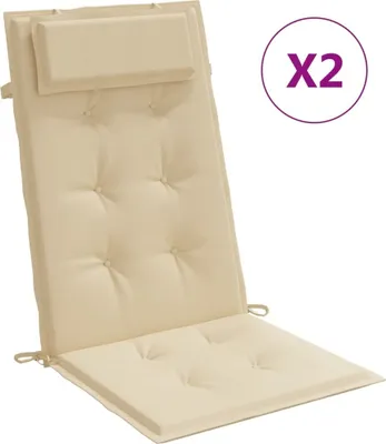 Immagine prodotto di Cuscini per Sedia con Schienale Alto 2 pz Beige Tessuto Oxford