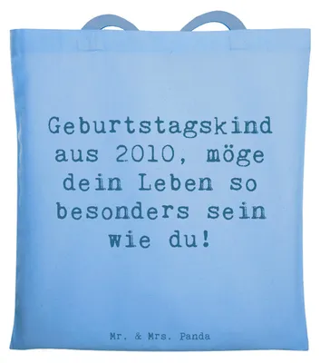 Produktbild von Mr. & Mrs. Panda einkaufsshopper Spruch 2010 Geburtstag - Sky Blue - Geschenk, Geburtstagsgeschenk, Geburtsjahr, Jutebeutel, Glückwunsch, Erinnerungen, Jahrgang, Tote Bag
