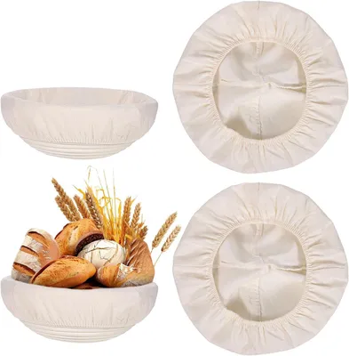 Produktbild von 2 Stück Leinentuch Brot Backen, Proofing Basket Cloth Liner Leinentuch Für Gärkorb Abdeckhauben Für Ebensmittell Proofing Tuch Teigtuch Back Rund