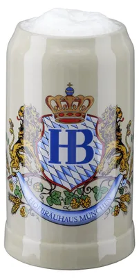 Bierkrug 1 Liter Porzellan braun klassisch mit Henkel