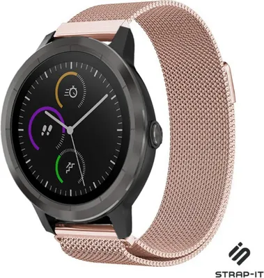 Produktbild von Strap-it Milanese Armband - Kompatibel mit Garmin Vivomove 3s Armband 40mm - Hochwertiges Material -Edelstahl Magnetische verschluss für Armband Rosa Gold18mm Smartwatch